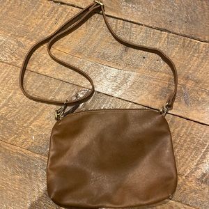Joy Susan cross body bag, brown, 9 inches wide, 7 inches tall